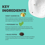 Product packaging with key ingredients listed on a teal background
