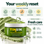 Farrell Naturals weekly skincare reset graphic featuring Purifying Clay Face Mask for an occasional skincare routine.